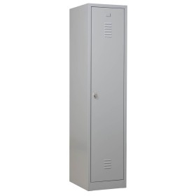 Wolfstahl Garderobenschrank Kleiderspind 1 Schliessfach Drehriegelverschluss Lichtgrau - Feuerrot - Enzianblau