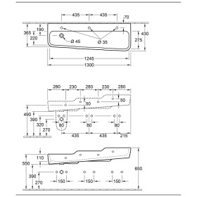 Villeroy & Boch O.novo Kids Lavabo en rangée 130 cm