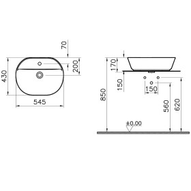 Lavabo da appoggio VitrA Options Geo 54,5 x 43 cm senza troppo pieno