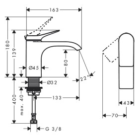 hansgrohe Vivenis Standventil 80 für Kaltwasser, ohne Ablaufgarnitur