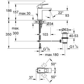 Rubinetto monocomando per lavabo GROHE Eurocube DN15