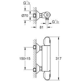 GROHE Grohtherm 1000 Thermostat-Brausebatterie Aufputz mit QuickFix S-Anschlüssen