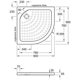 Receveur de douche d'angle Villeroy & Boch O.novo 90 cm