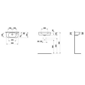 Lavabo à main LAUFEN LUA 50 x 23 cm, vasque à gauche avec trop-plein