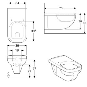 Geberit Renova Comfort Square Wand-WC Flachspüler
