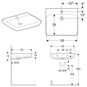 Geberit Renova Comfort Waschtisch 65 cm, barrierefrei