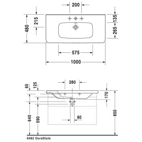 Duravit DuraStyle Mobile lavabo 100 cm, con 1 foro per rubinetto