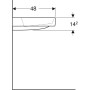 Geberit ONE Waschtisch 90 cm, Abgang horizontal, 1 Hahnloch, ohne Überlauf, Ablage rechts