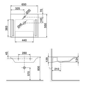 LAUFEN Libertyline Lavabo accessible sans barrière 65 cm