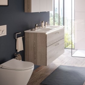 Mobile lavabo doppio Vitra Integra 120 cm con mensola centrale, con troppopieno, 2 fori per rubinetto