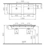 Vitra Integra Doppelmöbelwaschtisch 120 cm mit Mittelablage, mit Überlaufloch, 2 Hahnlöcher
