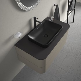 Lavabo d'appoggio Duravit Happy D.2 Plus 60 cm antracite opaco, senza troppopieno, senza piano forato
