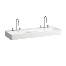 LAUFEN Val Doppelwaschtisch unterbaufähig 120 x 40 cm, mit 3 Hahnlöchern, mit Überlauf