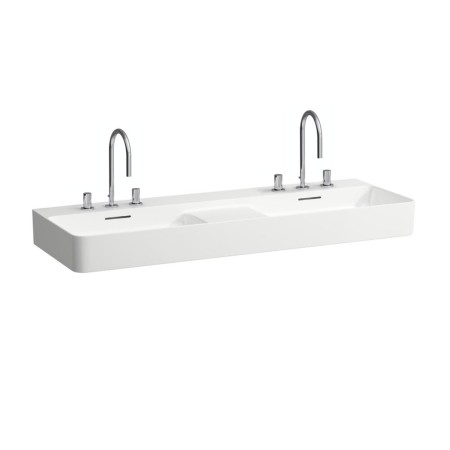 LAUFEN Val Doppelwaschtisch unterbaufähig 120 x 40 cm, mit 3 Hahnlöchern, mit Überlauf