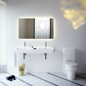 Double vasque encastrable LAUFEN Val 120 x 40 cm, avec 3 trous de robinet, avec trop-plein