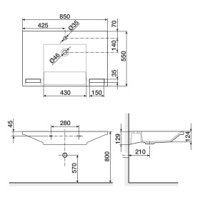 Vasque LAUFEN Libertyline accessible aux personnes à mobilité réduite 85 cm