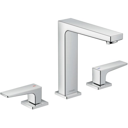 hansgrohe Metropol 3-Loch Waschtischarmatur 160 mit Hebelgriffen und Push-Open Ablaufgarnitur