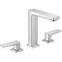hansgrohe Metropol 3-Loch Waschtischarmatur 160 mit Hebelgriffen und Push-Open Ablaufgarnitur