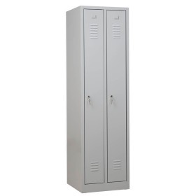 Wolfstahl Garderobenschrank Kleiderspind 2 Schliessfächer Zylinderschloss Lichtgrau - Enzianblau