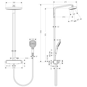 hansgrohe Raindance Select E 300 2jet Showerpipe EcoSmart
