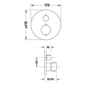 Duravit Thermostatarmaturen Thermostat Unterputz Set, 2 Verbraucher, rund