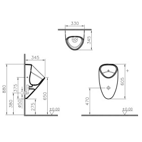 VitrA Urinal mit integrierter elektr. Steuerung, Batteriebetrieben