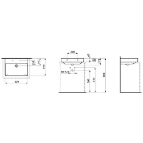 Vasque à poser LAUFEN PRO S 60 cm sans trou de robinet, avec trop-plein
