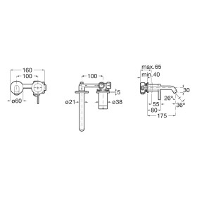 Miscelatore per lavabo a parete Roca Ona con uscita di 17,5 cm