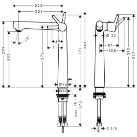 hansgrohe Talis S Einhebel-Waschtischmischer 250 mit Zugstangen-Ablaufgarnitur