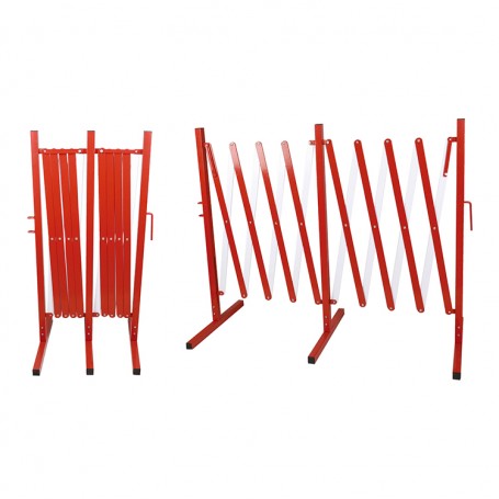 Barrière - clôture à ciseaux en acier rouge/blanc