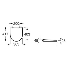 Copriwater Roca Ona con coperchio, non rimovibile, senza chiusura ammortizzata