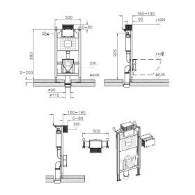 Modulo di scatola di scarico incasso VitrA V-Fix per WC a parete altezza telaio 98 cm