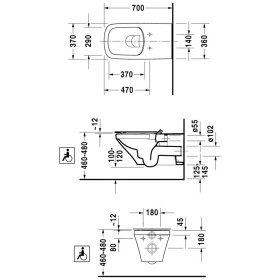 Duravit Durastyle WC sospeso Vital a scarico profondo senza bordo di scarico