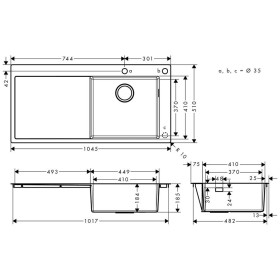 Évier encastrable hansgrohe S717-F450 450 avec égouttoir à gauche