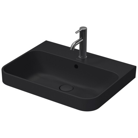 Duravit Happy D.2 Plus Aufsatzbecken 60 cm anthrazit matt, mit Überlauf, 1 Hahnloch