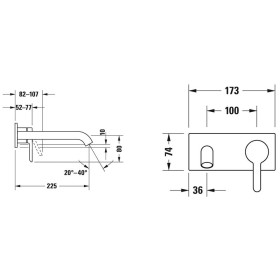 Miscelatore monocomando per lavabo incasso Duravit C.1 22,5 cm