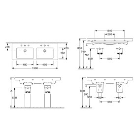 Villeroy & Boch Subway 2.0 Schrank-Doppelwaschtisch 130 cm mit Überlauf