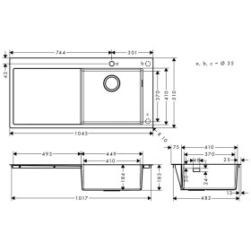 Évier encastrable hansgrohe S715-F450 450 avec égouttoir à gauche