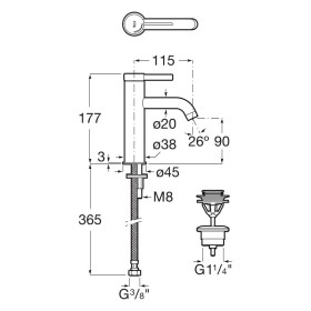 Robinet de lavabo monocommande Roca Ona avec bonde clic-clac