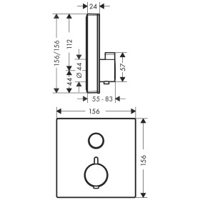 hansgrohe ShowerSelect Glas Thermostat Unterputz für 1 Verbraucher