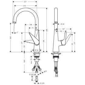 hansgrohe Talis M51 Einhebel-Küchenmischer 260, Niederdruck, offene Warmwasserbereiter, 1jet