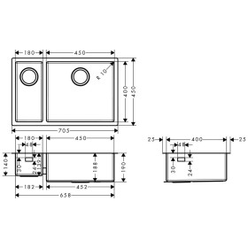 Évier encastrable hansgrohe S719-U655 180/450