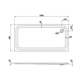 Steel Plan Duschwanne 90 x 180 x 4,5 cm
