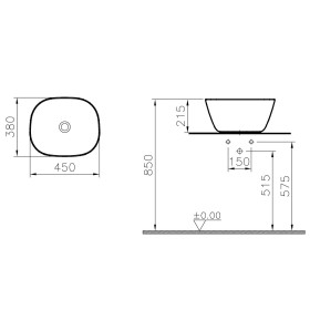 VitrA Plural Lavabo d'appoggio alto, ceramica sanitaria CERAFINE