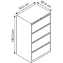 Wolfstahl Hängeregistraturschrank doppelbahnig 4 Schubladen 70 x 62 x 132 cm