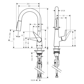 hansgrohe Talis M51 Einhebel-Küchenmischer 160, Ausziehbrause, 2jet
