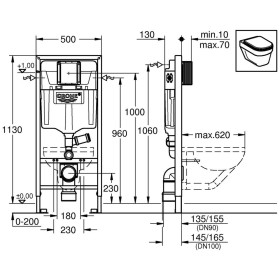 GROHE Rapid SL pour WC suspendu, avec tube de chasse pour extraction des odeurs externes