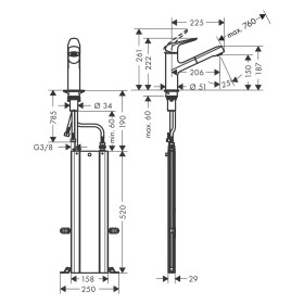 hansgrohe Focus M42 Einhebel-Küchenmischer 150, Ausziehauslauf, 1jet, sBox