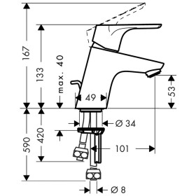 hansgrohe Focus Einhebel-Waschtischmischer 70 für offene Heisswasserbereiter