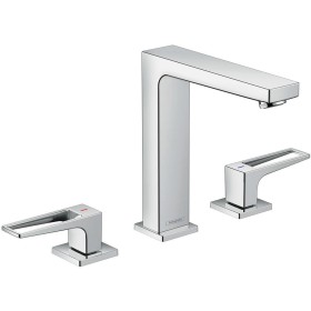 hansgrohe Metropol 3-Loch Waschtischarmatur 160 mit Bügelgriffen und Push-Open Ablaufgarnitur